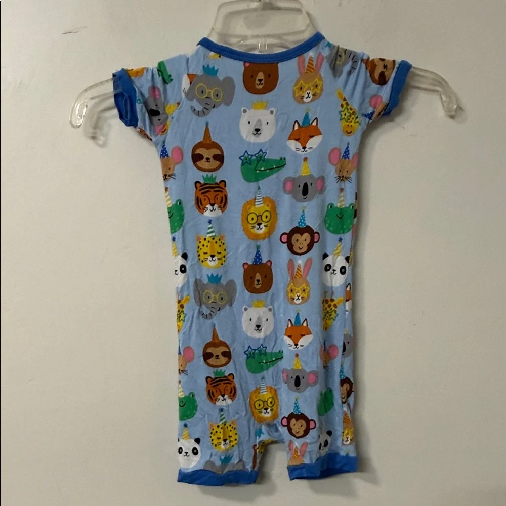 Little Sleepies Blue Romper with Animal Prints nwot - Picture 3 of 3